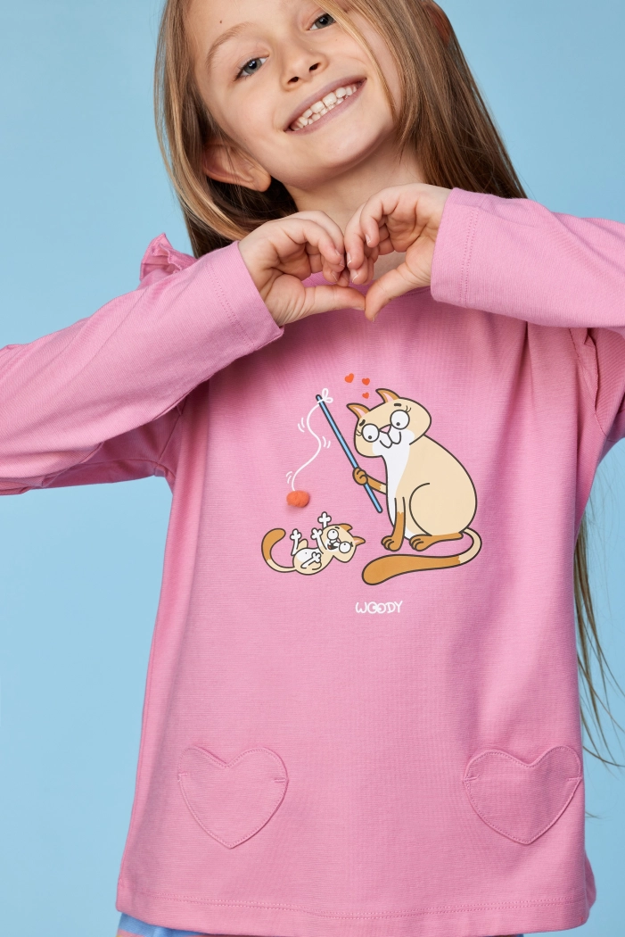 Woody pyjama kat roze 252-10-PLG-S/404