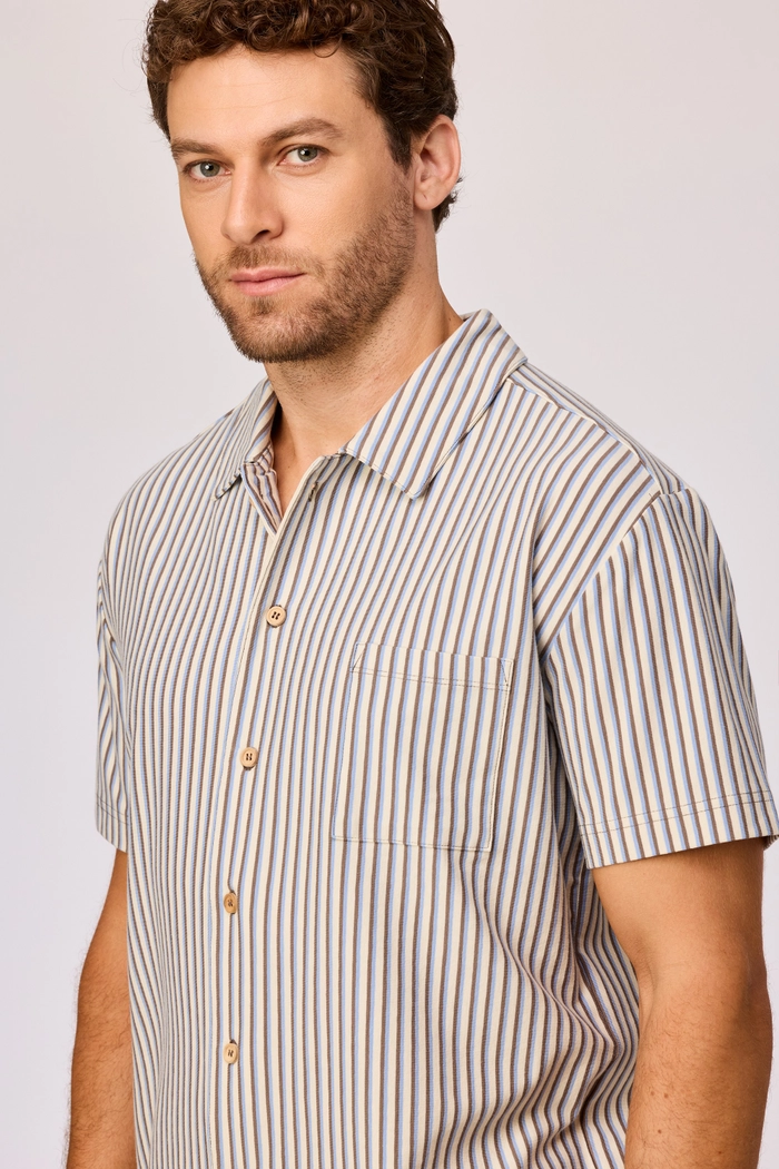 Woody shortama gestreept bruin/blauw 261-10-RPB-Z/907