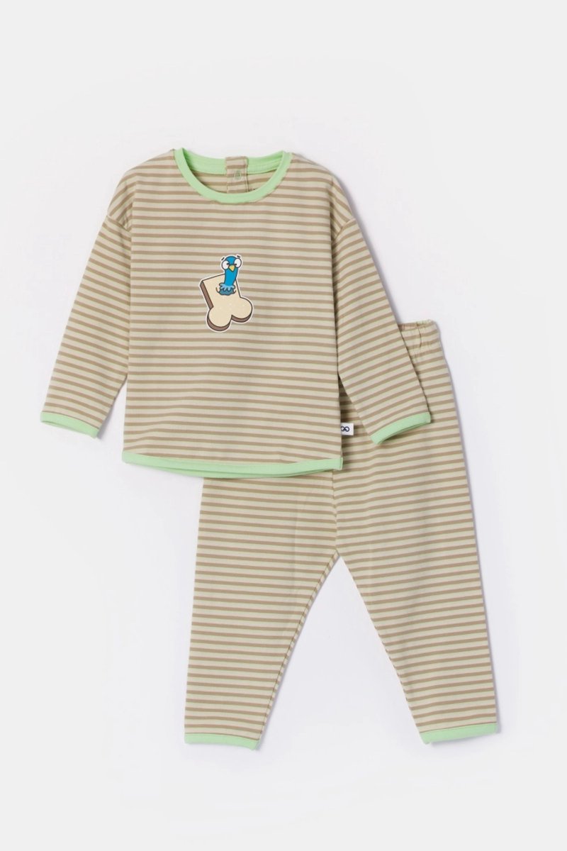 Woody pyjama duif gestreept groen/beige 252-10-PZG-Z/933
