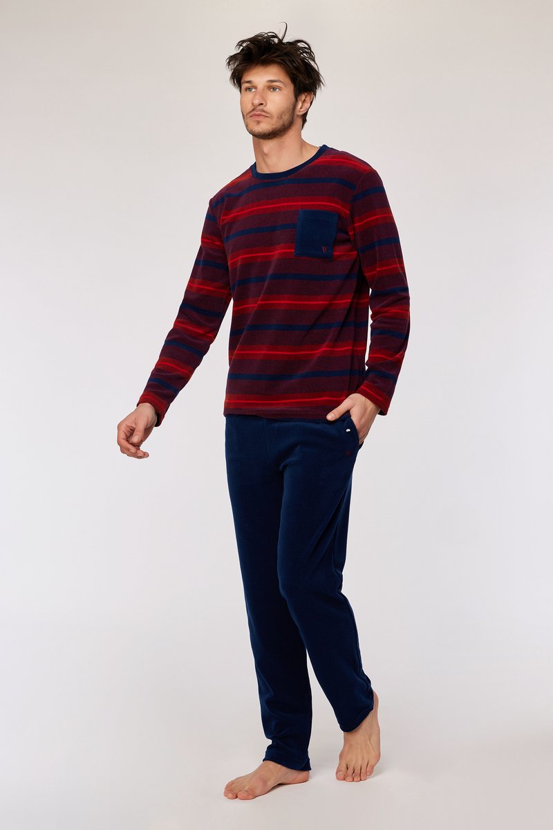 Woody pyjama gestreept rood/blauw 252-10-MRL-D/944