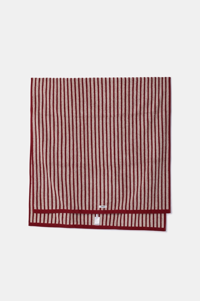 Woody handdoek gestreept beige/bordeaux 100 cm X 200 cm 252-10-STW-B/915