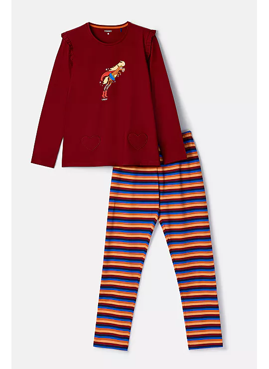 Woody pyjama pony donkerrood 252-10-PLG-S/495