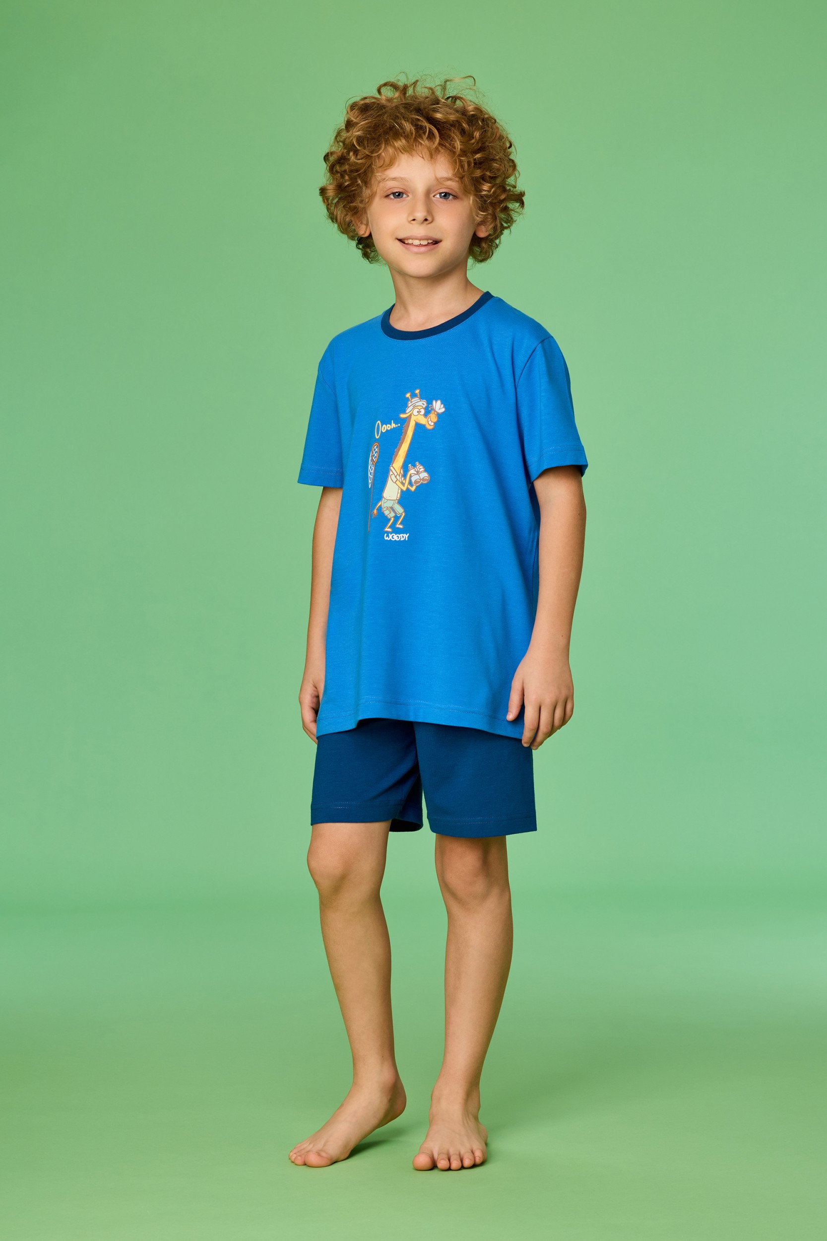 Woody shortama giraf blauw 261-10-PSS-Z/837