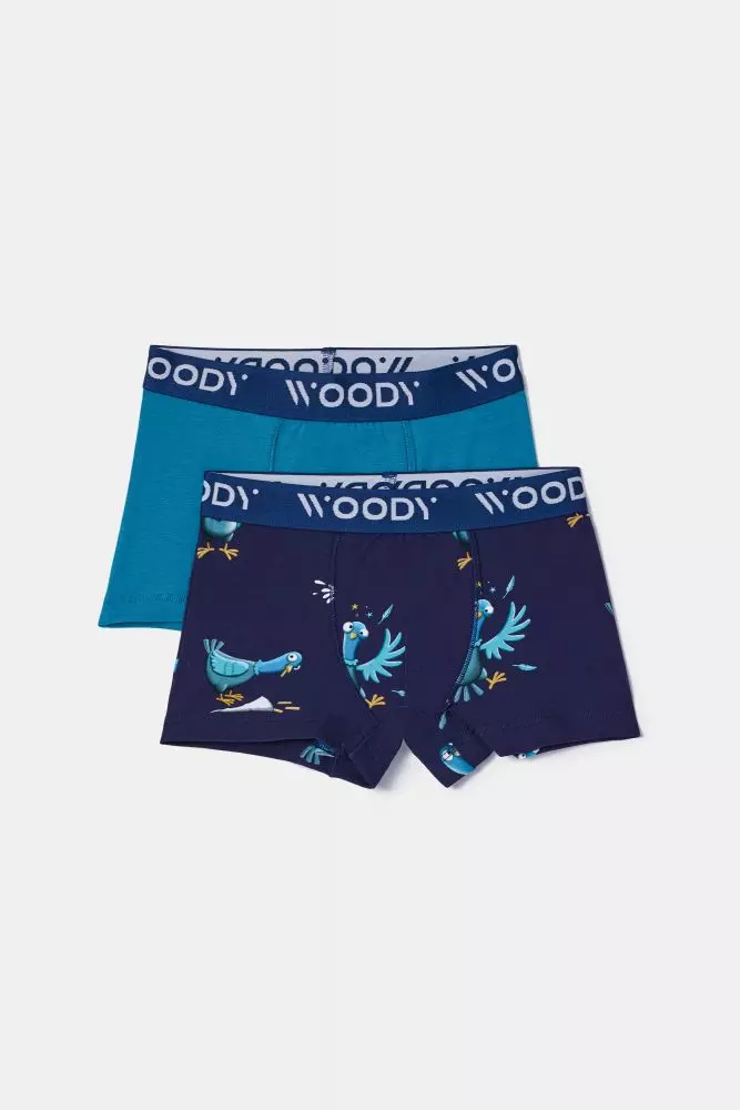 Woody duopack boxershort groenblauw/duivenprint 252-10-CLD-Z/022