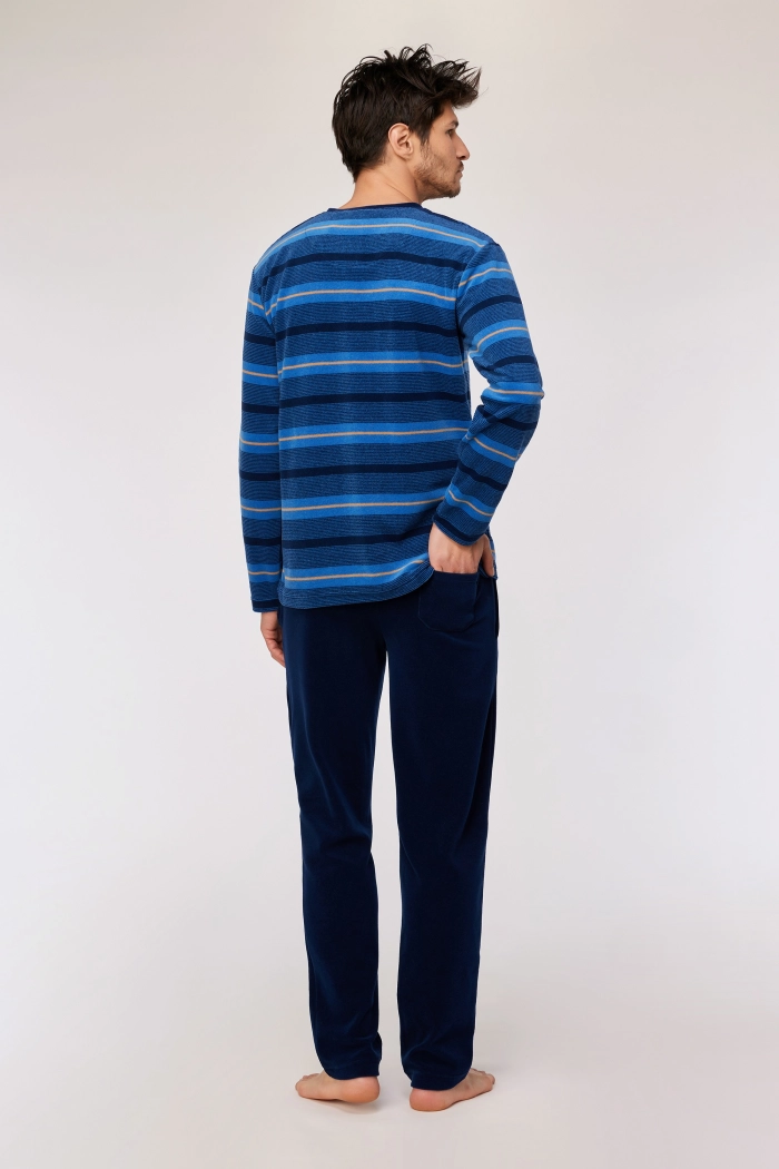 Woody pyjama gestreept blauw 252-10-MVL-D/943