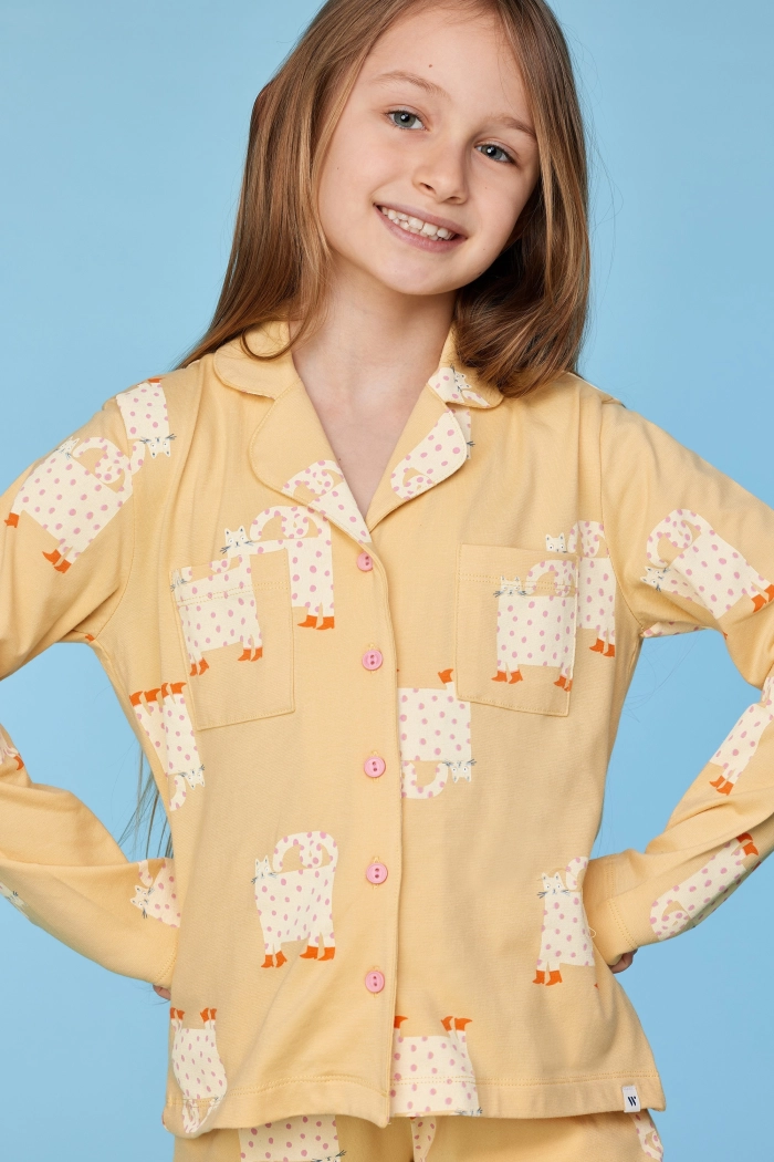 Woody pyjama kat geel 252-10-YPD-SZ/940