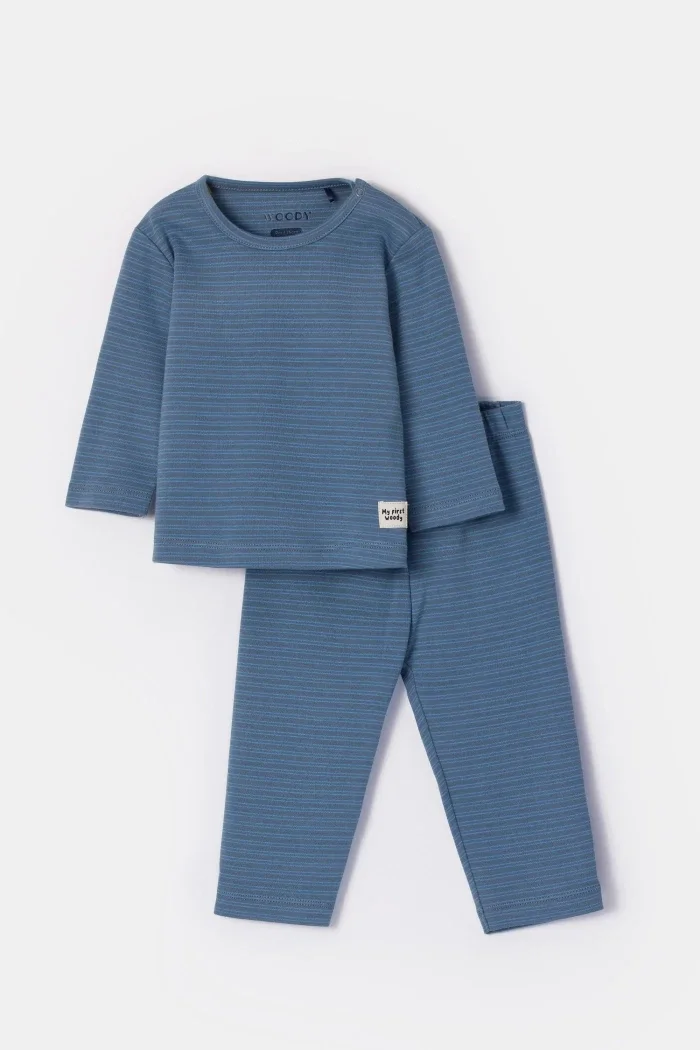 Woody pyjama gestreept donkerblauw