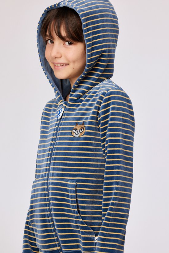 Woody onesie gestreept antraciet/geel 252-10-ONE-V/916