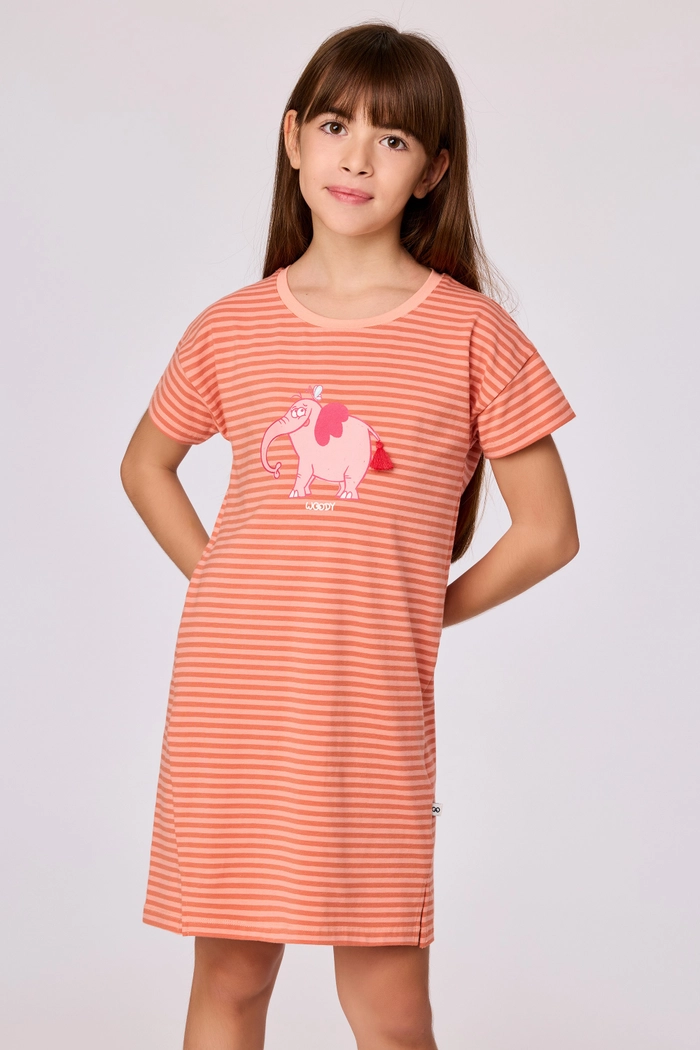 Woody slaapkleed olifant gestreept perzikoranje 261-10-DZA-Z/902