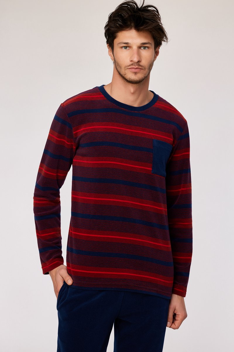 Woody pyjama gestreept rood/blauw 252-10-MRL-D/944