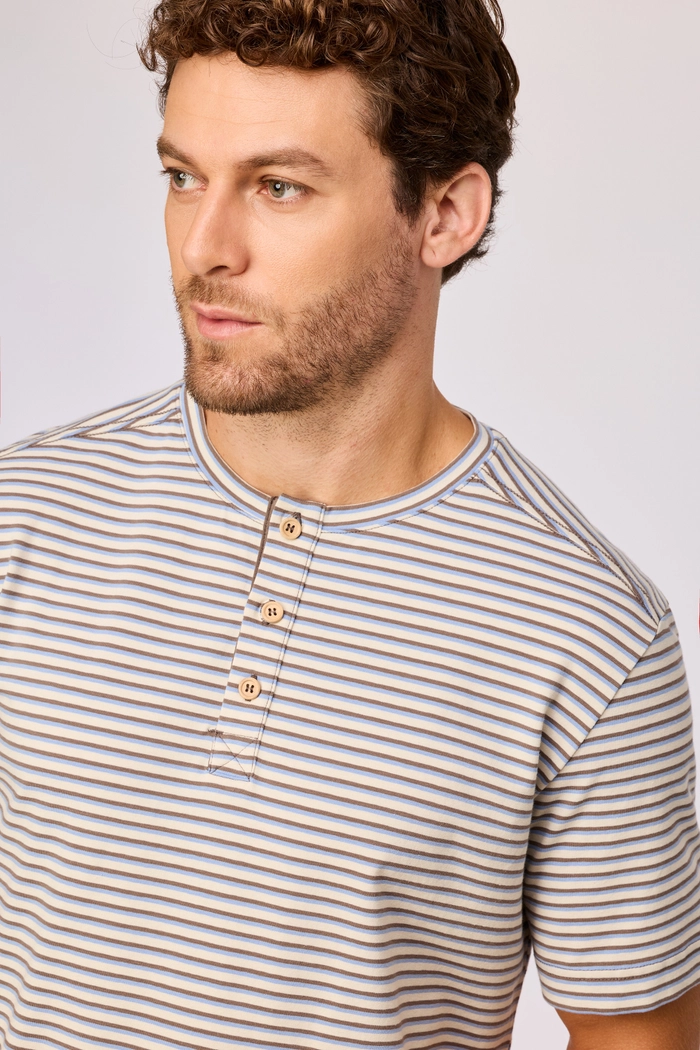 Woody pyjama gestreept bruin/blauw 261-10-RPT-Z/907