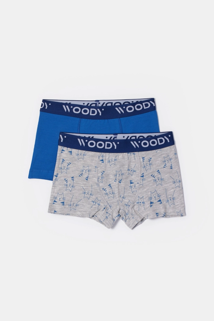 Woody duopack boxershort blauw/kattenprint 252-10-CLD-Z/012