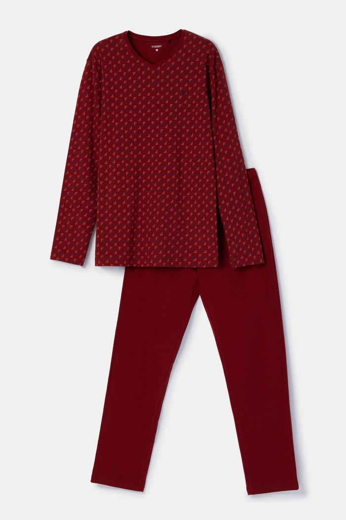 Woody pyjama geometrisch donkerrood 252-10-MVL-Z/938