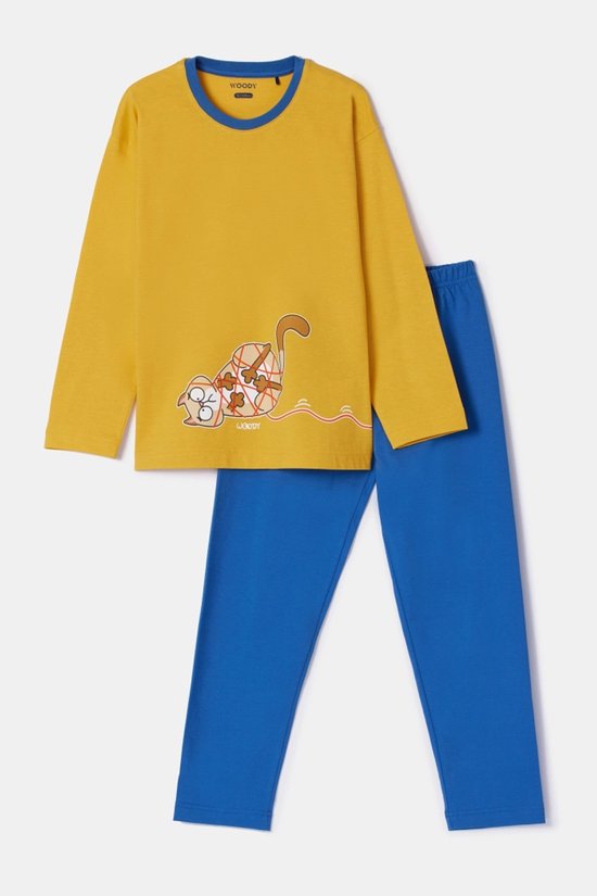Woody pyjama kat geel 252-10-PLU-S/645