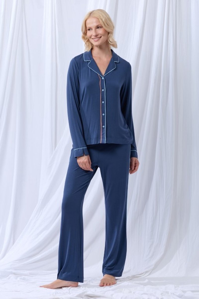 Lords & Lilies pyjama donkerblauw 252-50-XPE-Z/831