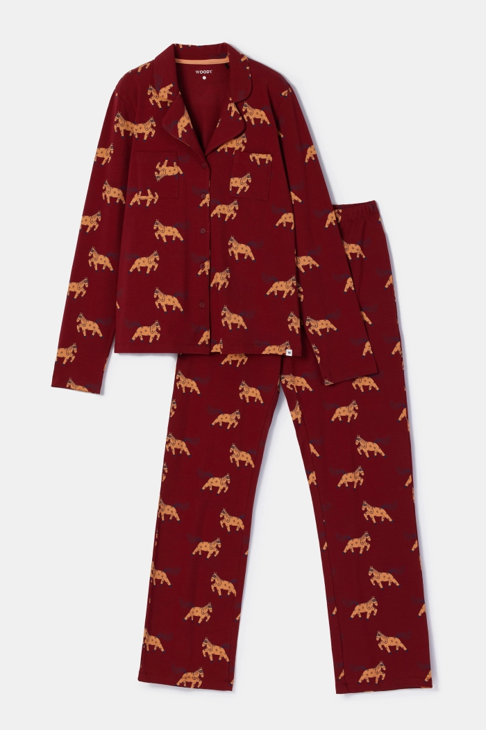 Woody pyjama pony donkerrood 252-10-YPD-Z/939