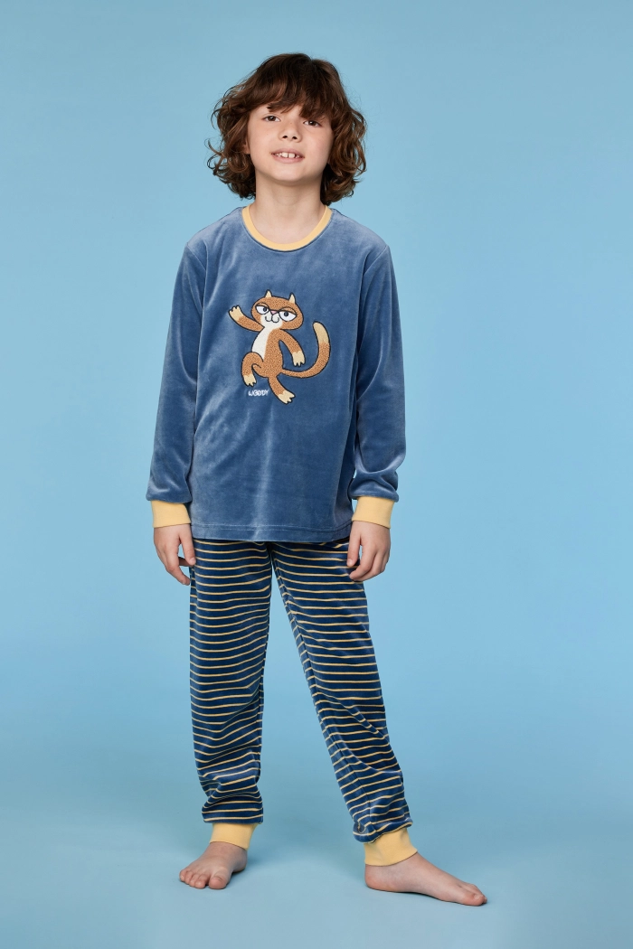 Woody pyjama kat blauwgrijs 252-10-PLC-V/189