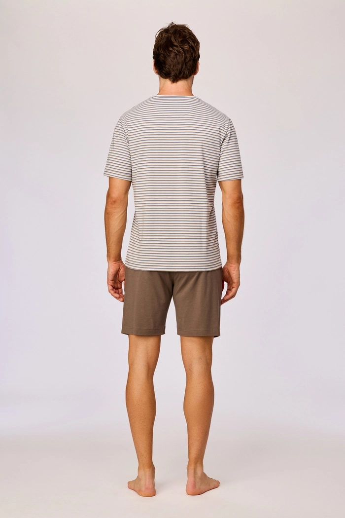Woody shortama gestreept bruin/blauw 261-10-RPV-Z/907