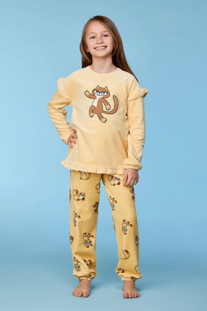 Woody pyjama kat lichtgeel 252-10-PDL-V/619
