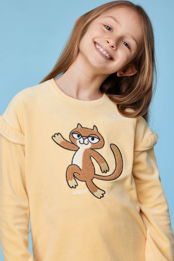 Woody pyjama kat lichtgeel 252-10-PDL-V/619