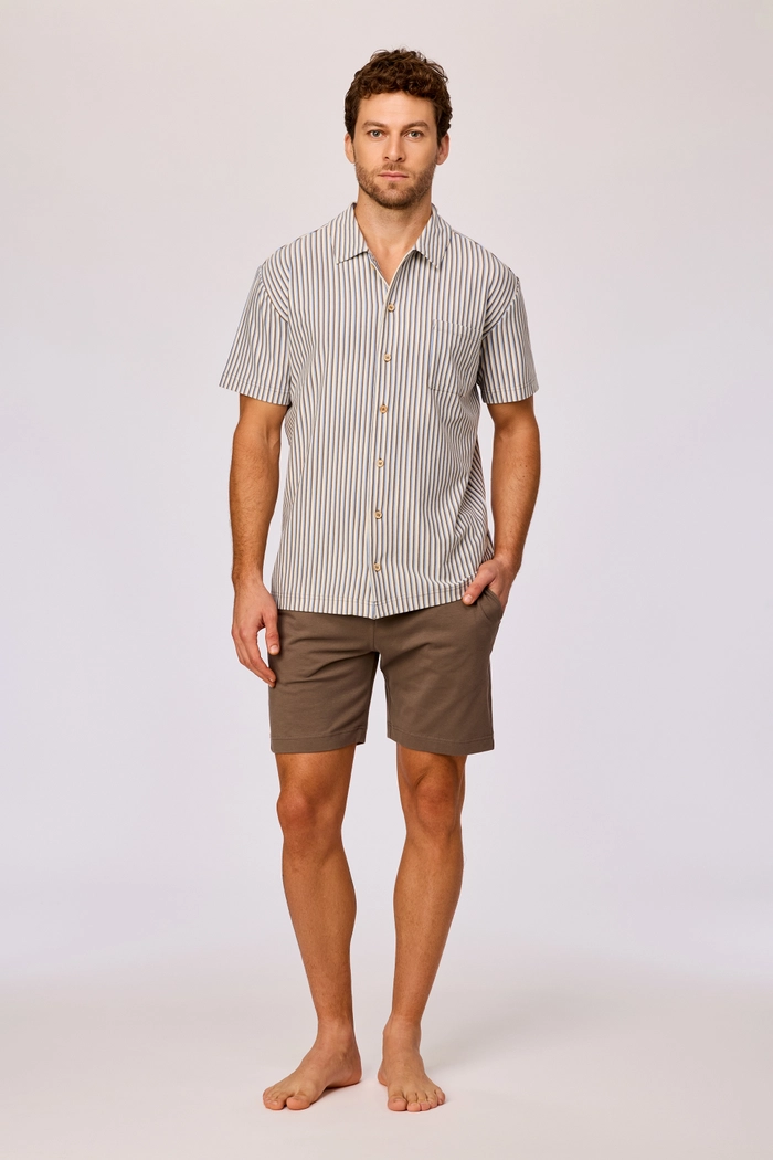 Woody shortama gestreept bruin/blauw 261-10-RPB-Z/907