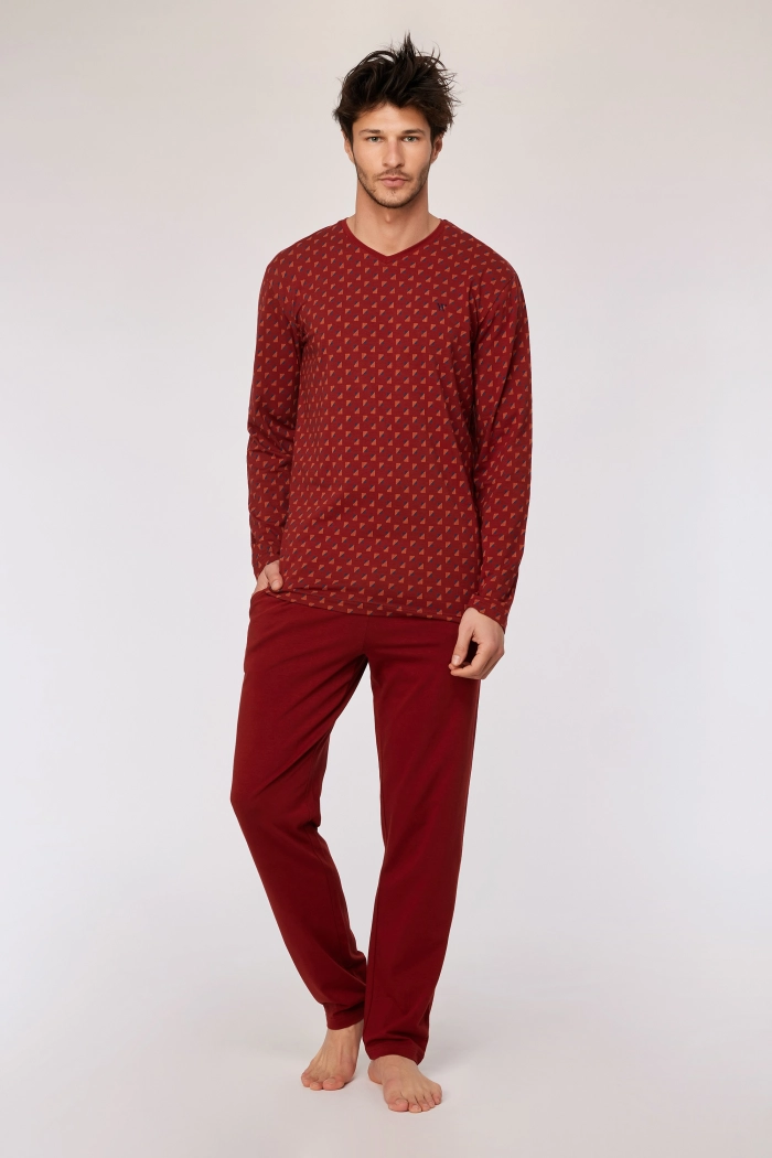 Woody pyjama geometrisch donkerrood 252-10-MVL-Z/938