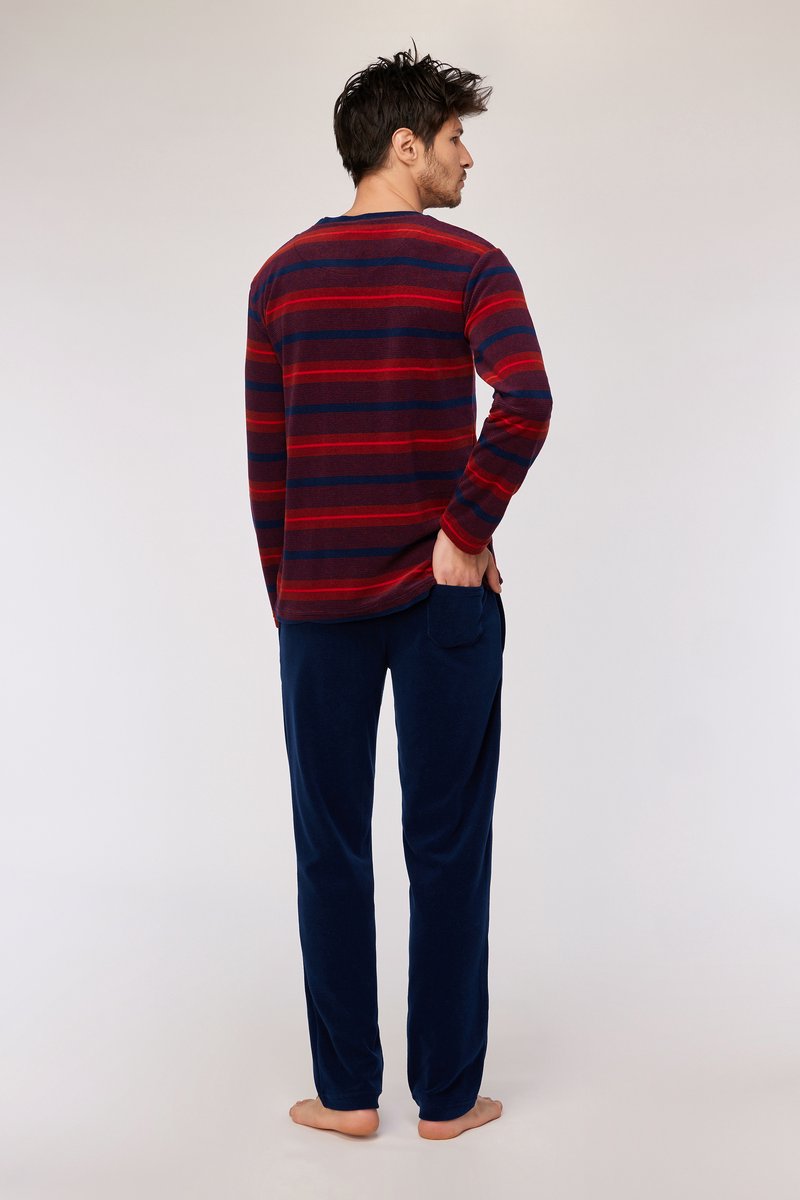 Woody pyjama gestreept rood/blauw 252-10-MRL-D/944