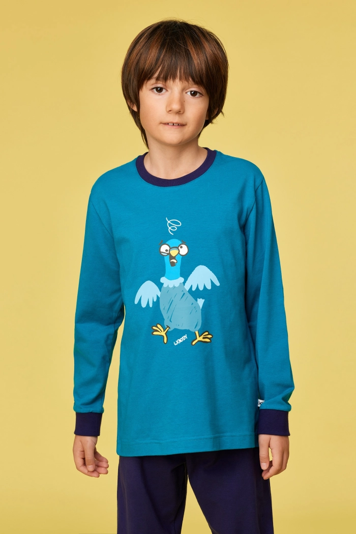 Woody pyjama duif groenblauw 252-10-PLE-Z/795