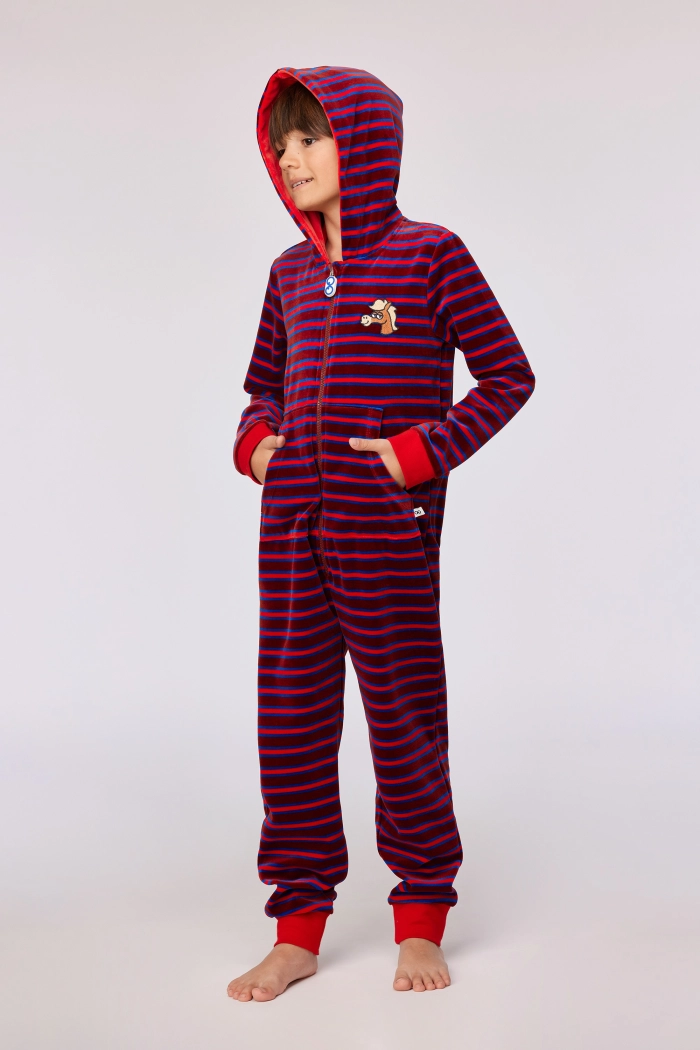 Woody onesie pony gestreept rood 252-10-ONE-V/919