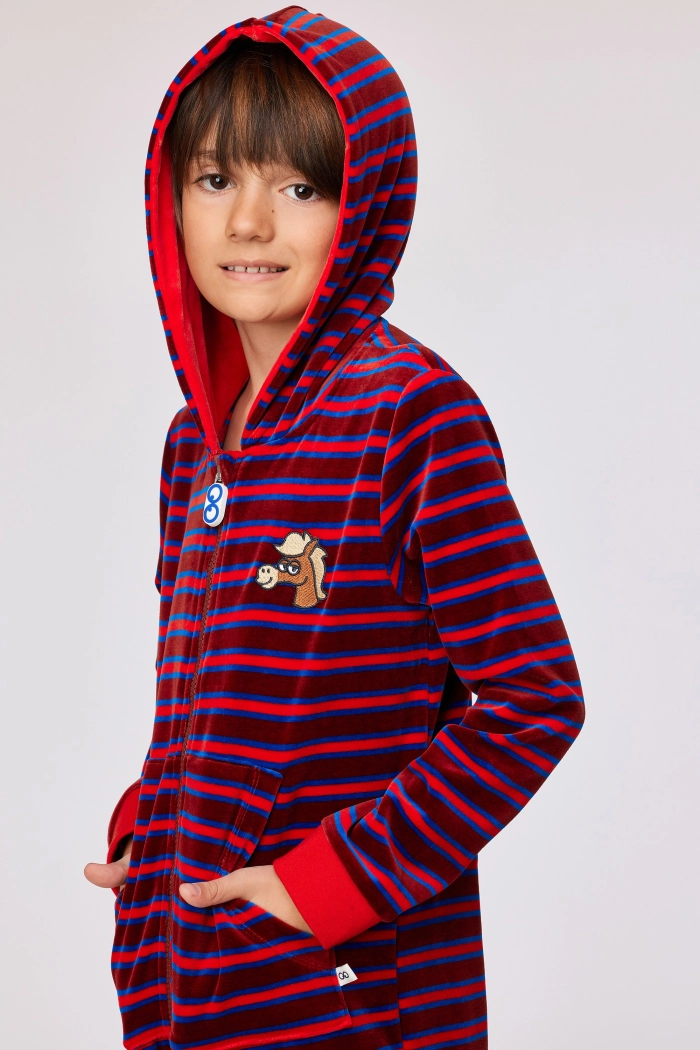 Woody onesie pony gestreept rood 252-10-ONE-V/919