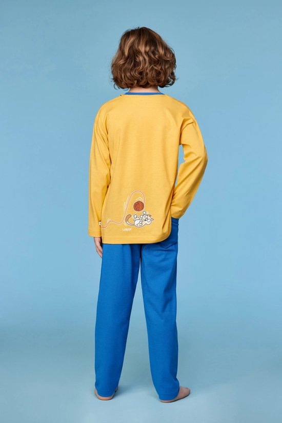 Woody pyjama kat geel 252-10-PLU-S/645