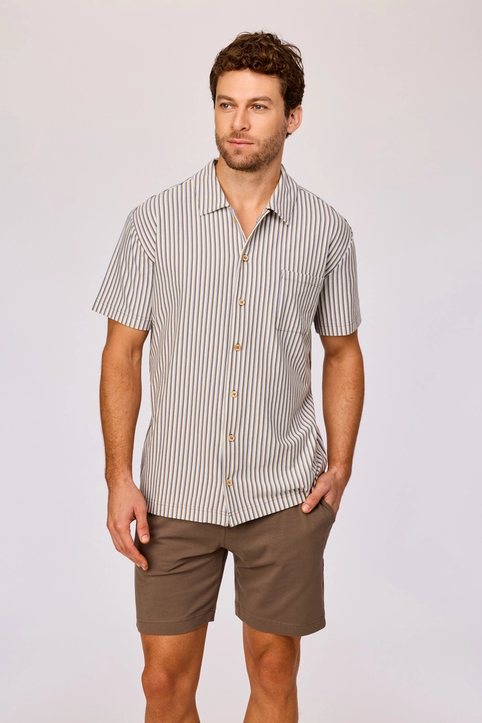 Woody shortama gestreept bruin/blauw 261-10-RPB-Z/907