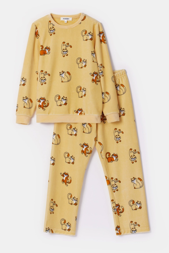 Woody pyjama kat geel 252-10-PDV-V/920