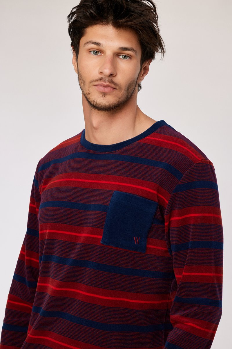 Woody pyjama gestreept rood/blauw 252-10-MRL-D/944