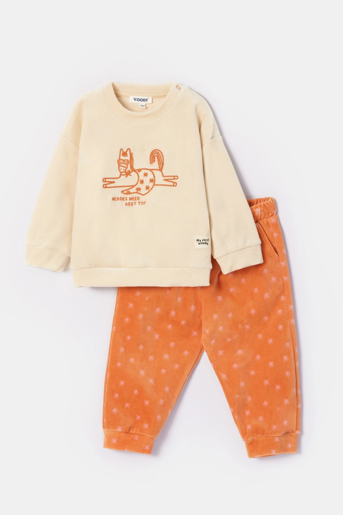 Woody pyjama pony ecru/oranje 252-10-BPC-V/030