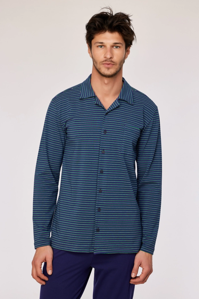 Woody pyjama gestreept donkerblauw 252-10-MBT-Z/931