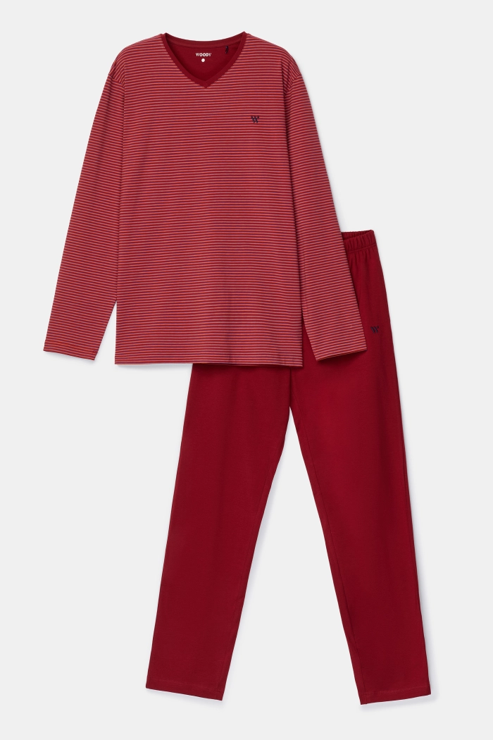 Woody pyjama gestreept rood 252-10-MVL-Z/936