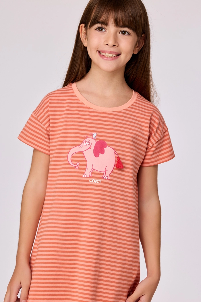 Woody slaapkleed olifant gestreept perzikoranje 261-10-DZA-Z/902