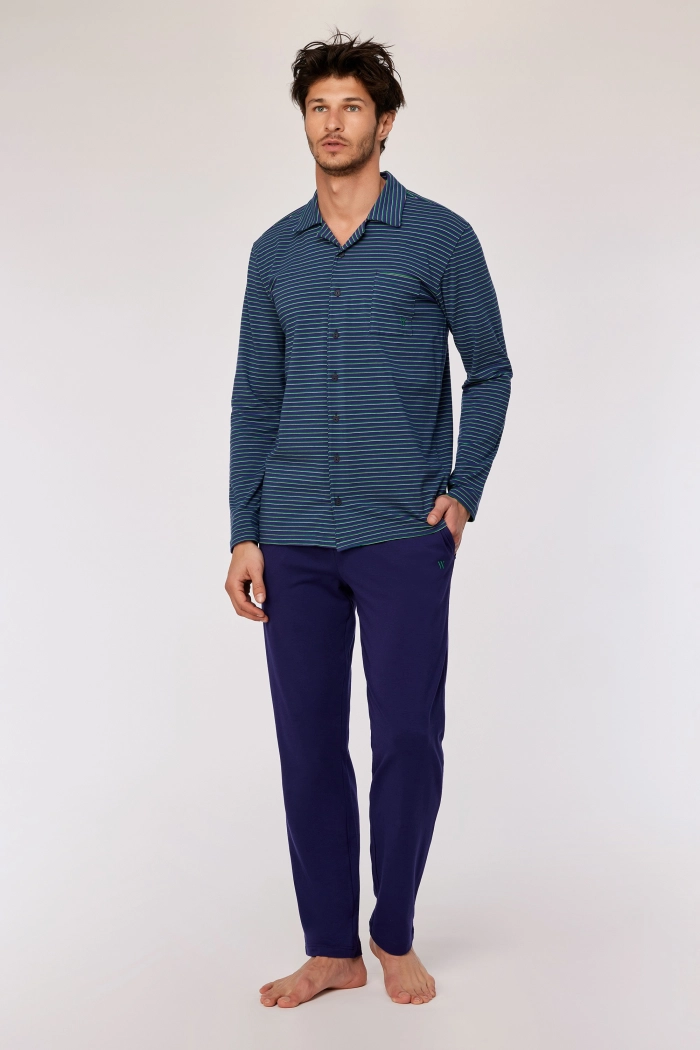 Woody pyjama gestreept donkerblauw 252-10-MBT-Z/931