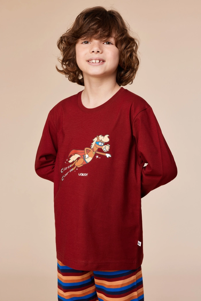 Woody pyjama pony donkerrood 252-10-PLS-S/495