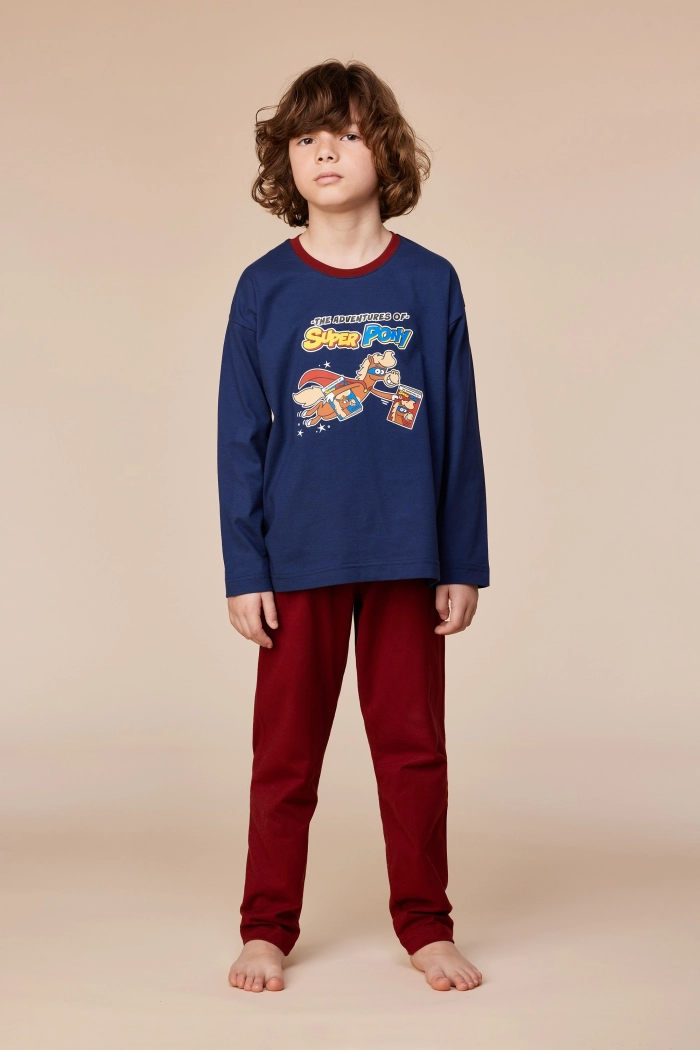 Woody pyjama pony donkerblauw 252-10-PLU-S/893