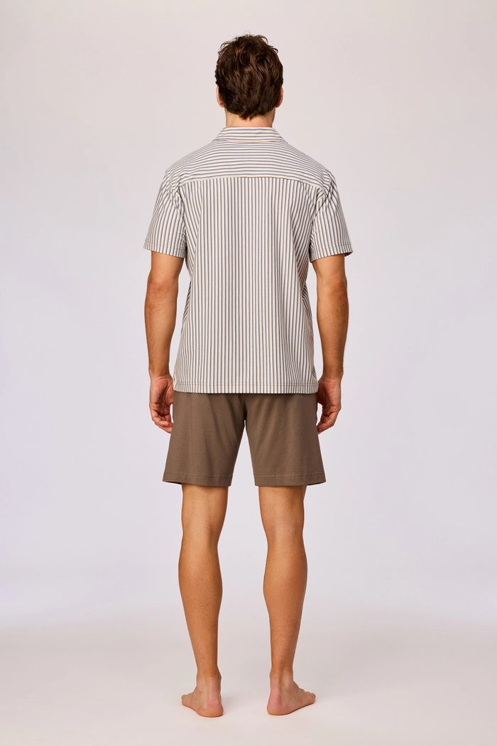 Woody shortama gestreept bruin/blauw 261-10-RPB-Z/907