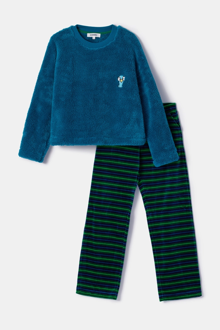 Woody pyjama duif groenblauw 252-10-WPI-M/795