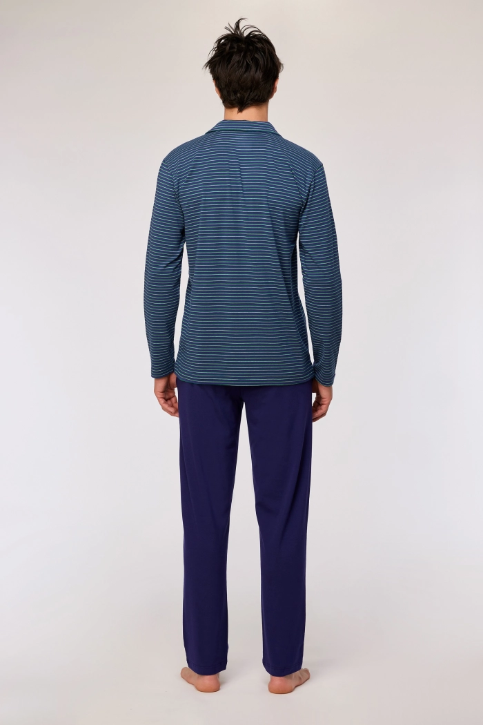 Woody pyjama gestreept donkerblauw 252-10-MBT-Z/931