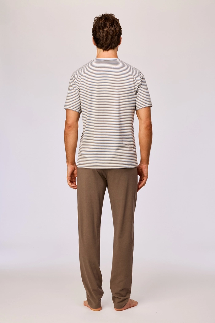 Woody pyjama gestreept bruin/blauw 261-10-RPT-Z/907