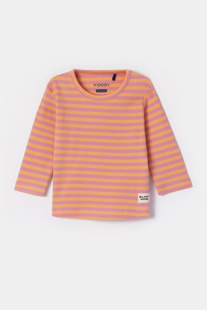 Woody pyjama gestreept roze/oranje 252-10-BPB-Q/947