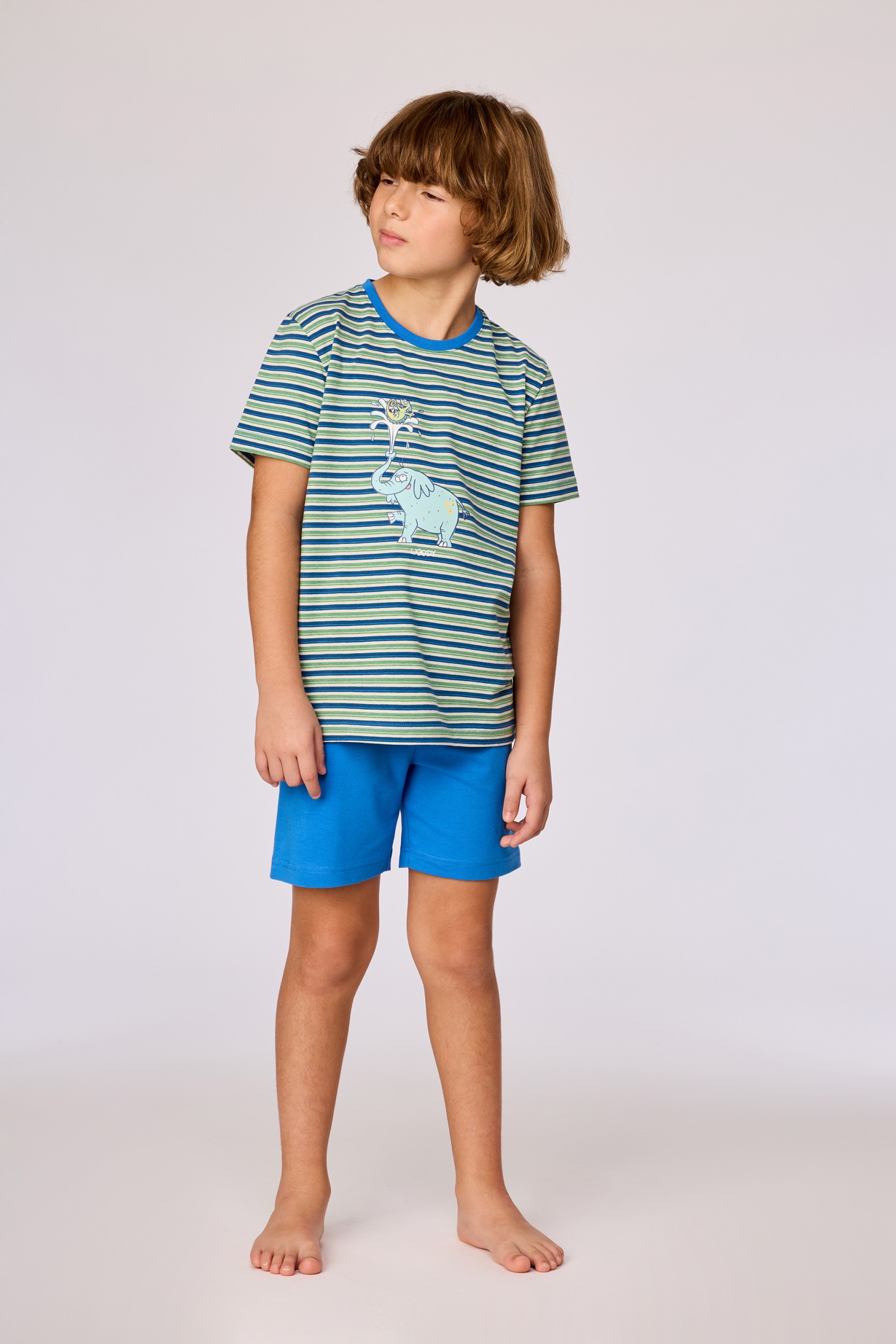 Woody shortama olifant gestreept groen/blauw 261-10-PSS-Z/908