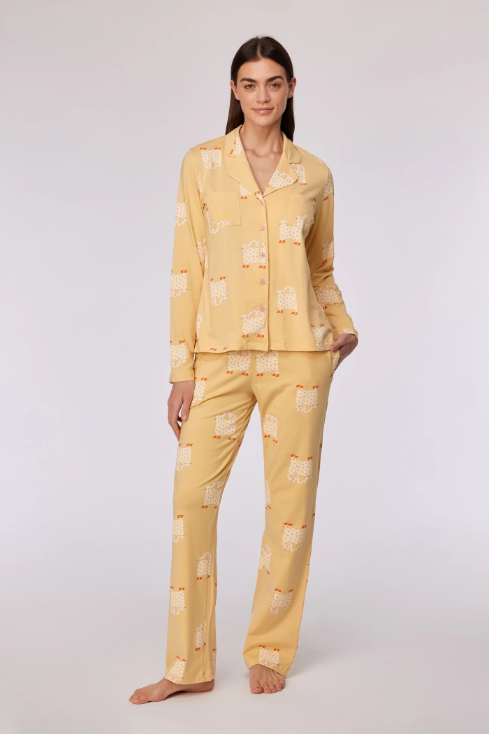Woody pyjama kat geel 252-10-YPD-SZ/940