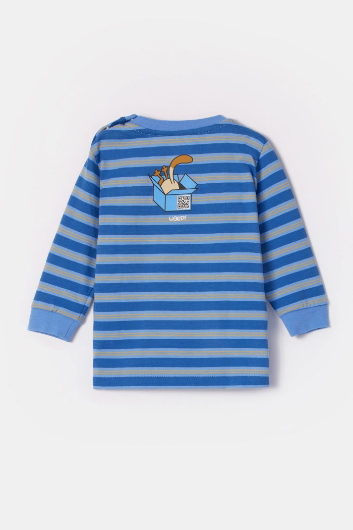 Woody pyjama kat gestreept blauw 252-10-PLC-S/910