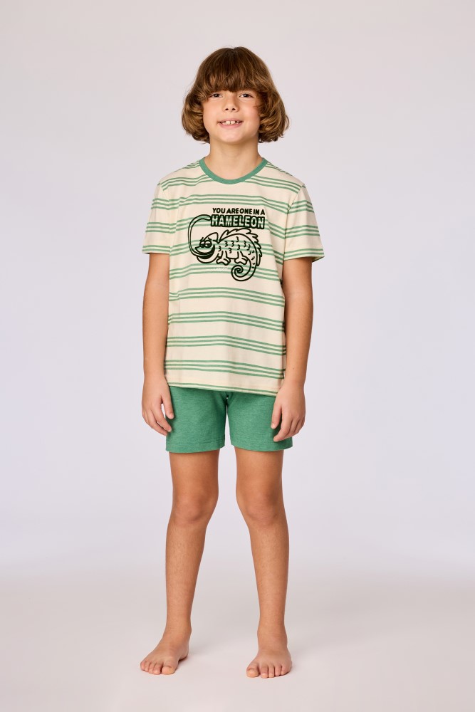 Woody shortama kameleon gestreept groen 261-10-PUS-S/909